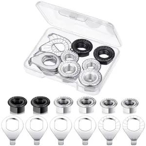 12 count  Axle Nut and Safety Washer Kit - 3 Sizes Bicycle Hub Flanged Hardware Nuts Steel Flange Nuts Retaining Bicycle Hub  for Front and Rear Wheels