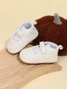 Boys' PU Velcro Sneakers, Non-Slip Rubber Sole Casual Shoes, Spring & Fall Baby Sports Footwear, Pure Color Design