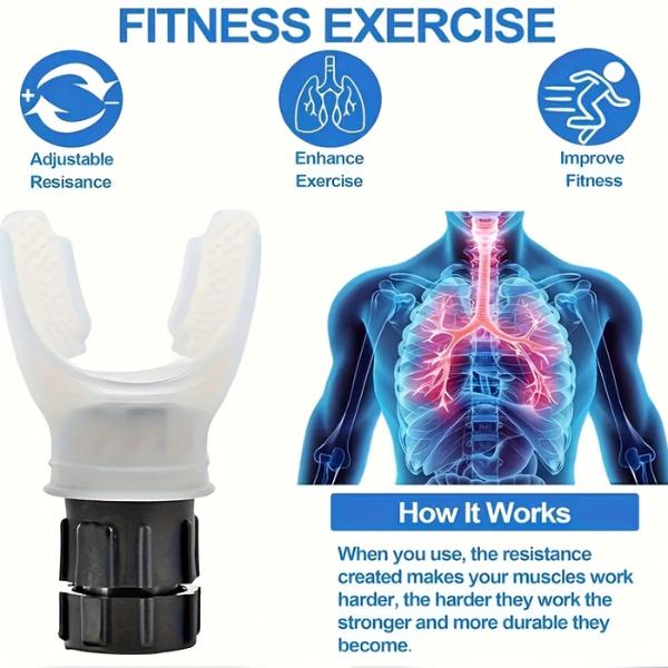 Portable breathing exercise device for lungs, Breathing trainer with Resistance Adjustable, Lung Trainer with excellent quality silicone, Improve Breathing Capacity and Endurance,Easy to Clean and Use strength enhance(White)