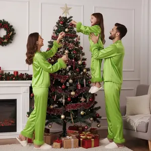 Daddy Mommy and Me Pajamas Christmas Family Matching Sleepwear Long Sleeve Lapel V Neck Button Down Tops and Elastic Waist Pants Loungewear