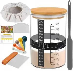 Pro Sourdough Bread Starter Kit - 34 oz Jar with 5 Unique Features for Perfect Sour Dough Bread & Sourdough Starter Kit - Baking Supplies