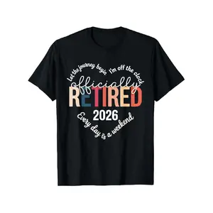 Women' Officially Retired 2026 T-Shirt - Casual Loose Fit Round Neck Slogan Print "Officially Retired" Date 2026 - Themed Outfit & Retirement Gift for - Novelty Collectible Apparel for 2026 Retirement Parties & Events
