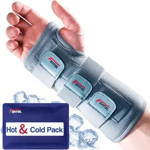 FEATOL Carpal Tunnel Wrist Brace | Adjustable Hand Night Sleep Support Brace, Removable Metal Wrist Splint- Hot/Ice Pack, Right Hand, Small/Medium for Men, Women, Relieve and Treat Pain FEATOL