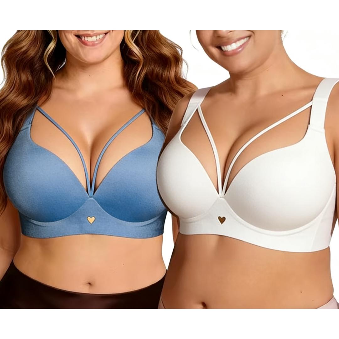 Pinstall Push Up Wireless Bra for Work & Lounge Women Full Coverage Smooth Back Add Two Cup Effect