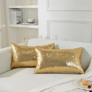 Luxury Sequin Cushion Covers Set of 2, Dual Pack, Zipper Design, Hand Wash Only, Perfect for Living Room, Holiday Decorations & Home Decor, No Insert Core Included