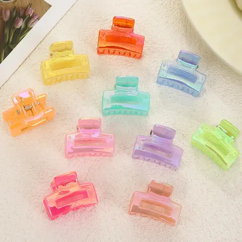 Random Color Mini Hair Claws, 10pcs Cute Hollow Out Design Hair Claws, Fashion Hair Accessories for Women & Girls, Ponytail Claw Clip, Flat Claw Clips, Hairclips, Hair Claws Set