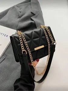 Fashion Solid Color Print Wide Shoulder Strap Hard Handheld Fashionable Crossbody Bag, Handbag Sling Bag, Suitable for Women, Stylish and Durable Design