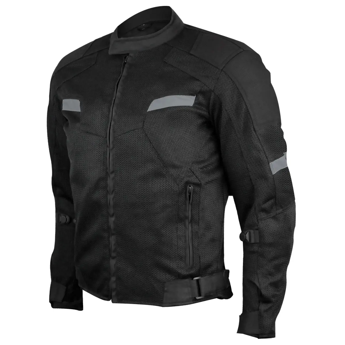 Mens Advance All Weather Season CE Armor Black Mesh Motorcycle Jacket with Insulated Liner