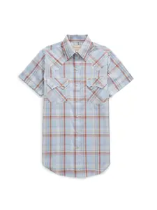 Women's Cowboygirl First Light Ride Blue Plaid Short Sleeve Granddaddy Snap Shirt