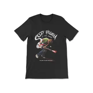 Scott Pilgrim Vs The World Movie Printed T Shirt Women Spring Summer Fashion Trend Pure Cotton Top Neutral Short Sleeve T Shirt Mens Unisex Graphic Tee Retro Streetwear