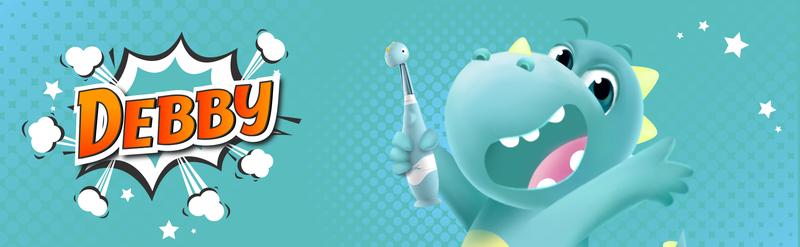 Papablic Debby Toddler Sonic Toothbrush 1-3Y with Smart LED Timer Dino Cover 4 Brush Heads 18000 Vibrations Per Minute Fun & Effective Oral Hygiene, Lightweight Daily Cleansing