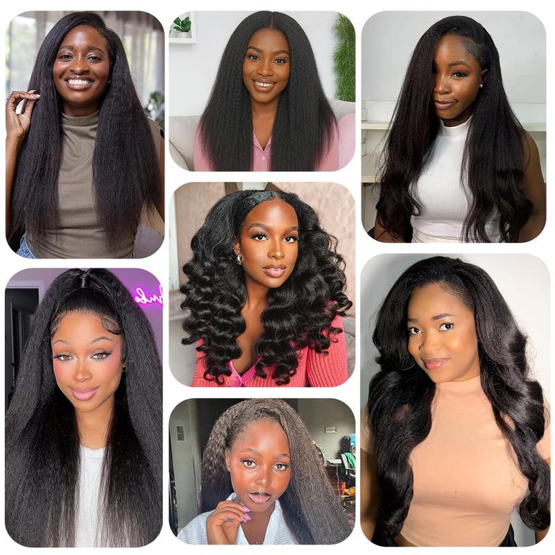 Bangjazz Kinky Straight Half Wig With Drawstring Invisible Hairline Seamless Flip Over Wig Glueless Human Wigs Beginner Friendly #TikTokShopBlackFriday