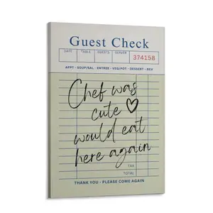 Guest Check Print Chef Was Cute Would Eat Here Again Trendy Kitchen Art Minimal Kitchen Poster Chef Art Print Restaurant Art Gift Idea Classroom Watch Your Thoughts Ball Wall Art Poster Top 100 Scratch Off Gremlins Tin Sign Vintage Hot Cocoa Metal 'Number