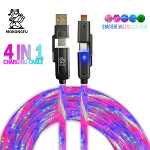 Mokongfu 120W 4 - in - 1 Charger Cable, Alternating colors & Rainbow - Color LED Fast Charging Cable, High - Speed Data Cable with USB A and Type C, Available in 3.3ft/6.6ft/10ft, Compatible with iPhone 14/15/16/17, iPad, and Samsung Smartphone Cellphone