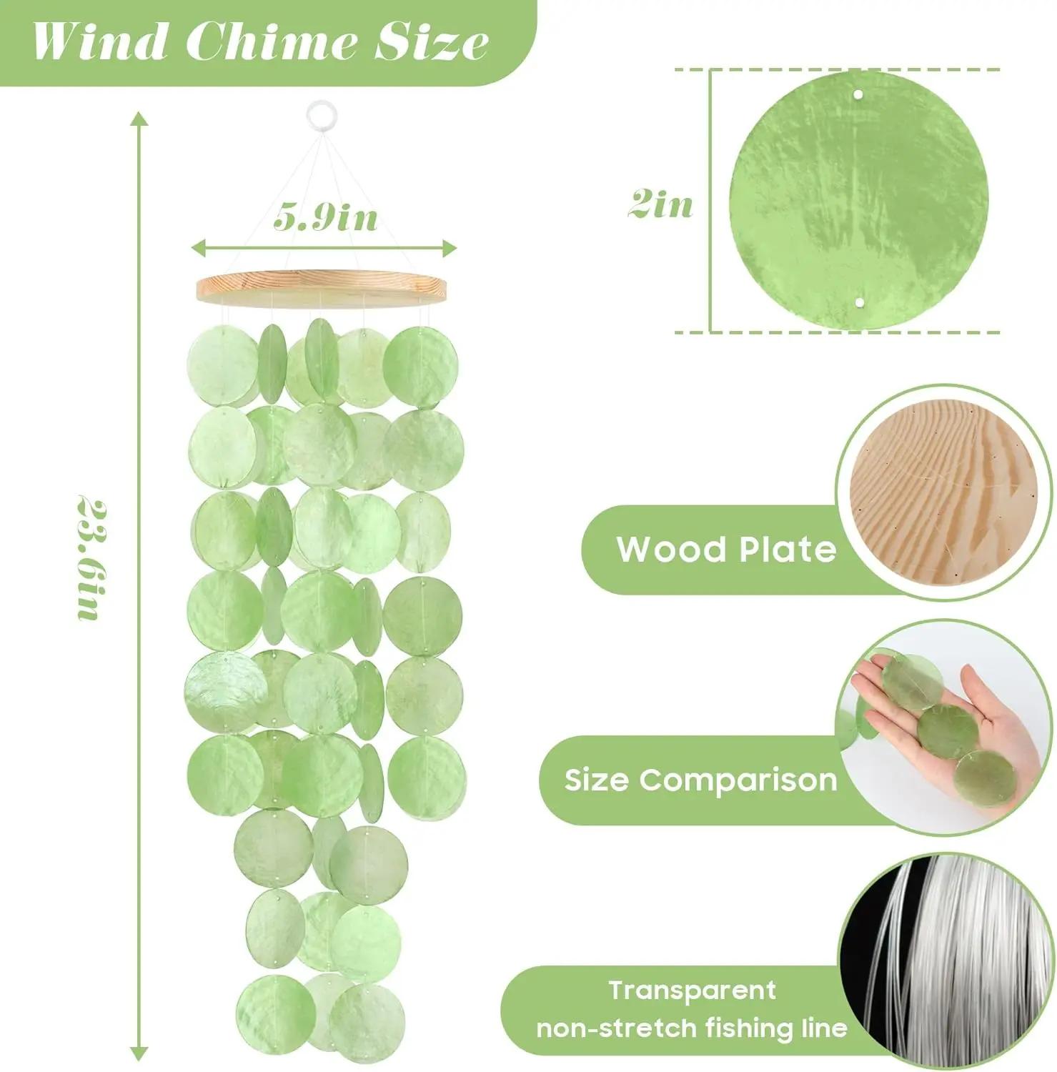 Wind Chimes for Outside Handcrafted Turquoise Capiz Shells Windchime Coastal Style Decor for Indoor/Outdoors Garden Decor