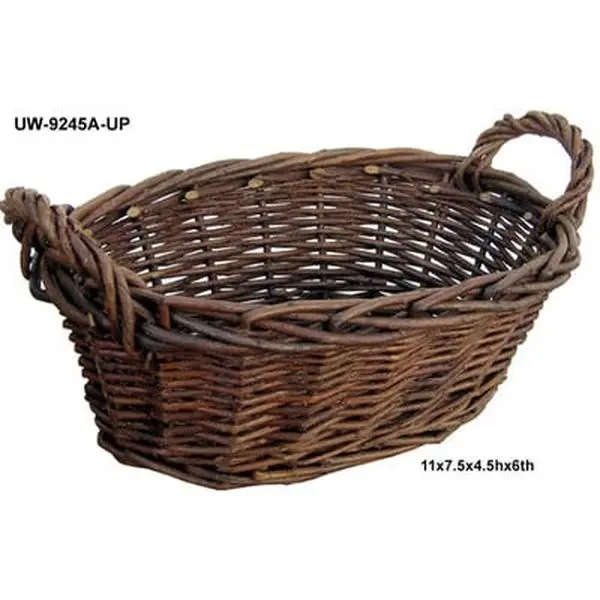 Cheungs UW-9245A-UP Wicker Rattan Willow Oval Storage Basket, 10 in. Size, Natural Material Side Handles, Decor Organiser - 6x7.5x11 in.