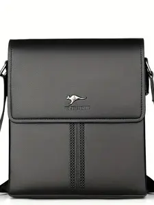 Men's Casual Solid Color Shoulder Bag, Fashionable PU Leather Crossbody Bag for Work & Daily Used, Casual Trendy Versatile High-quality Daily Commuting Bag