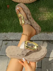 2026 Summer Bestseller Floral Thick Sole Sandals for Women, Metal Buckle Square Toe Flip Flops, Fashion Beach Shoes, Casual Vacation Slippers, Classy Sandal