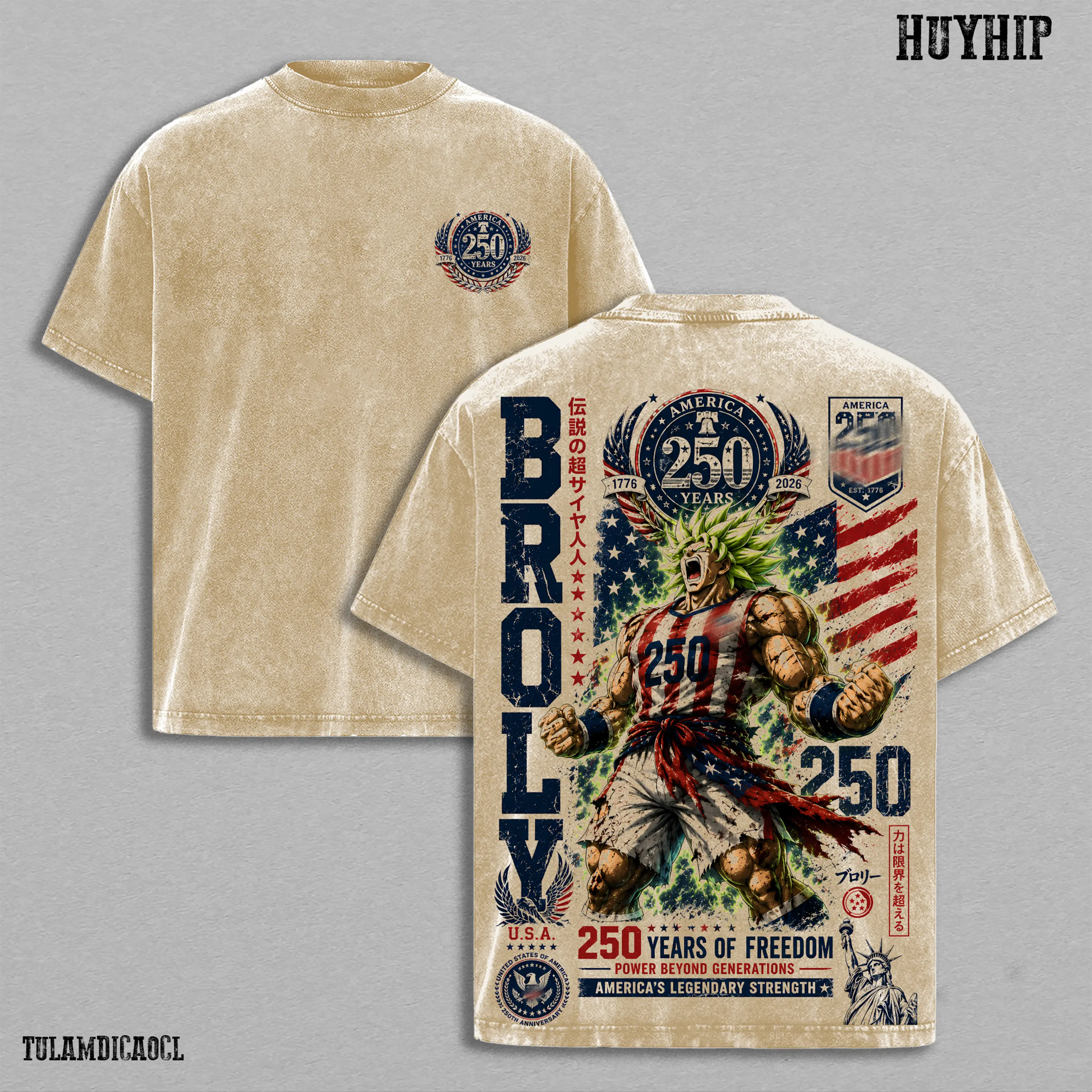 Broly DBZ USA 250 Years of Freedom Washed Tee, Broly World Football Tour 2026 Anime Vintage Double Printed Heavy Cotton Oversized T-Shirt, American Heritage 250th Anniversary Graphic Streetwear