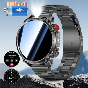 Smartwatch 1100mah Battery, 1.7-Inch Round Screen, Outdoor Military Fitness Tracker, Wireless Call, 100+ Sports Modes, IP68 Waterproof