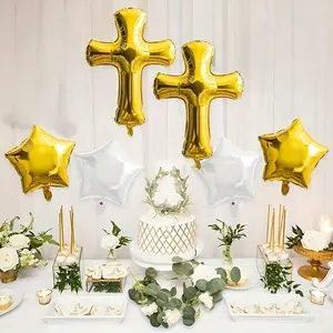5-Pack Cross Shape Design High Quality Foil Balloon Set | Perfect for Holiday Party Decor | Great for Birthdays, Anniversary, Wedding, Graduation Season, Summer Party, Outdoor & Room Decoration | Party Balloons Decorations