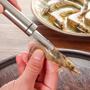 1pc Stainless Steel Shrimp Deveiner Tool, Shrimp Meat Cleaner Peeler, Seafood Shell Cutter, Portable Shrimp Line And Shrimp Intestine Cleaning Tool, Easy Cleaning Kitchen Gadget, Suitable for Lobster And Prawn Preparation