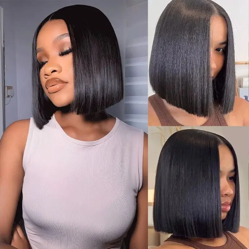 [$55] QThair Razor-Sharp Bobs Short Bob Wigs Vietnamese Hair Double Drawn Human Hair Glueless Wig 2x6 Lace Luxury Sleek Bob Human Hair Wigs #DealsForYouDays