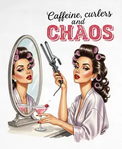 Ready to Press Caffeine Curlers and Chaos Direct-to-Film Transfer, Easy Press DIY Specialty Craft Supply for Toys & Hobbies Projects, Direct Film