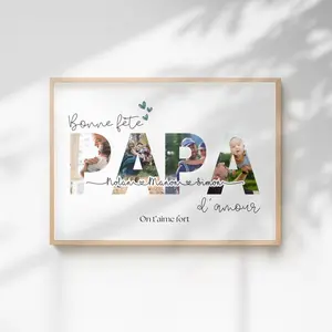 Personalized Original Photo Poster for Dad, Happy Father’s Day Custom Print, Birthday Gift for Father, Personalized Children’s Names Wall Art, Custom Family Photo Poster
