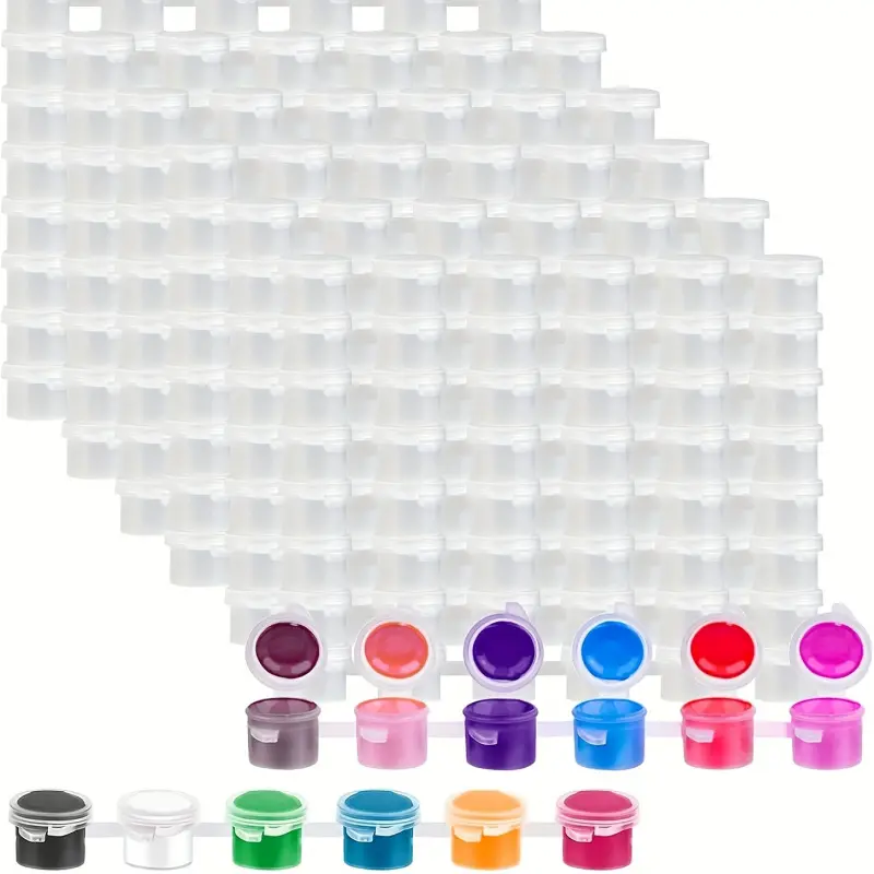 150pcs Empty Paint Cans, 2 mL/0.06 oz Acrylic Mini Paint Containers, Durable Plastic, Leak-Proof and Easy-Sealing, for School Art and Craft Projects, DIY Painting Supplies, Art Materials