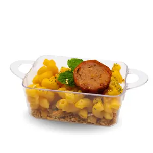 CMJJ 48ct Tiny 2oz Mini Clear Plastic Tray - Mini Desserts & Appetizer Cups for Parties & Catering