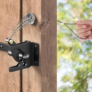 2 Sets Gate Latch Cable Pull String,Adjustable Spring Door Latch Opener, 2-6 Inch for Metal and Wooden Fences in Garden
