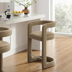 Winslow Performance Velvet Counter Stool in Taupe
