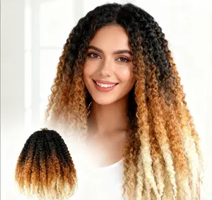 8Packs Handmade Crochet Wrap Around Ponytail Extensions Natural Fluffy Synthetic Fiber Hair Tail For Party & Daily Use Ombre Brown to Blonde Machine Made Wigs Snatched Wig Loose Body Wigs