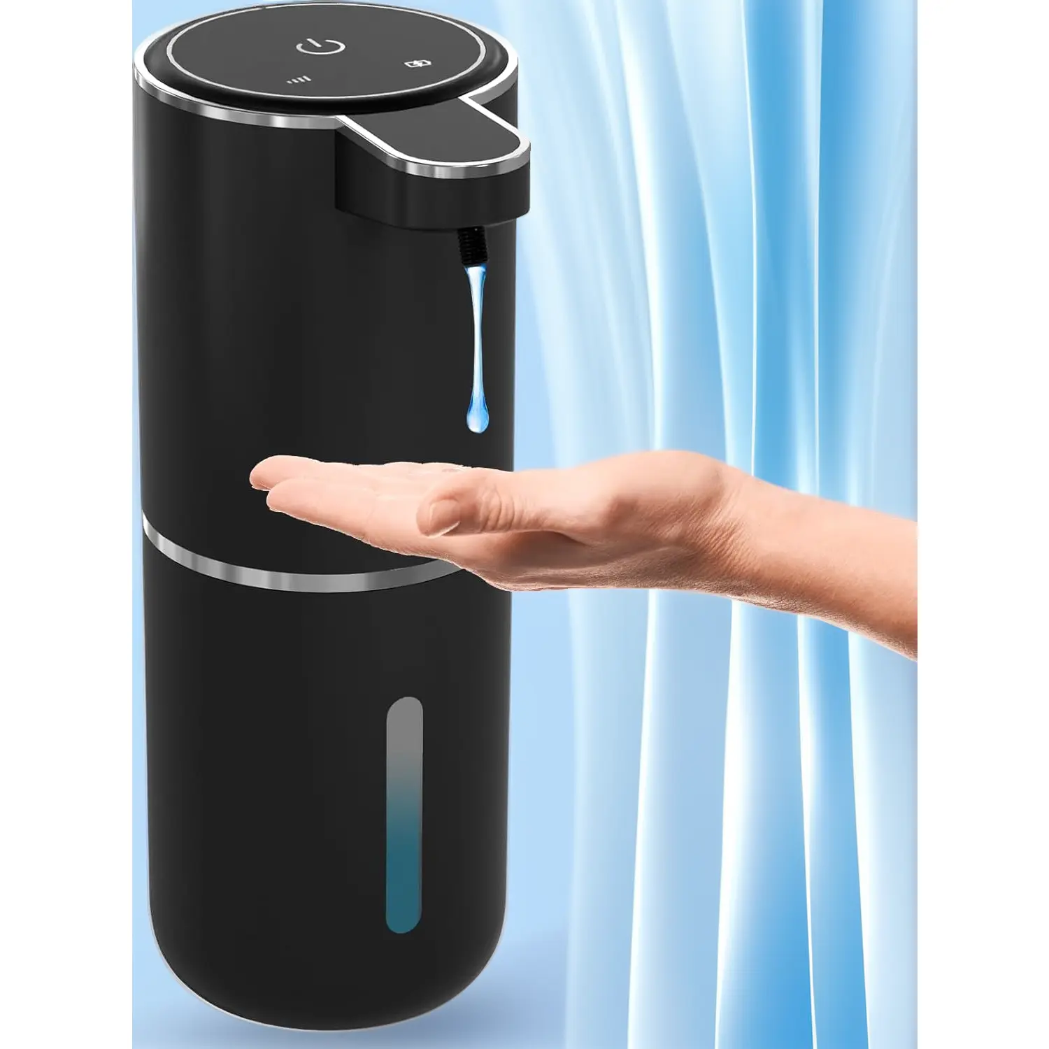 Automatic Foaming Soap Dispenser, Touchless 12.8oz Rechargeable Wall Mount Smart Soap Dispenser for Bathroom, Kitchen Dish Soap & Toddlers - Black