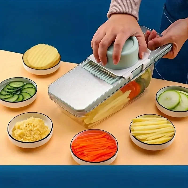7pcs Stainless Steel Multifunctional Vegetable Slicer & Grater Mandoline Set, Interchangeable Blades Kitchen Utensils, Manual Multi-Grater Mandoline Tool Kit for Potatoes, Carrots, Grater Mandolines