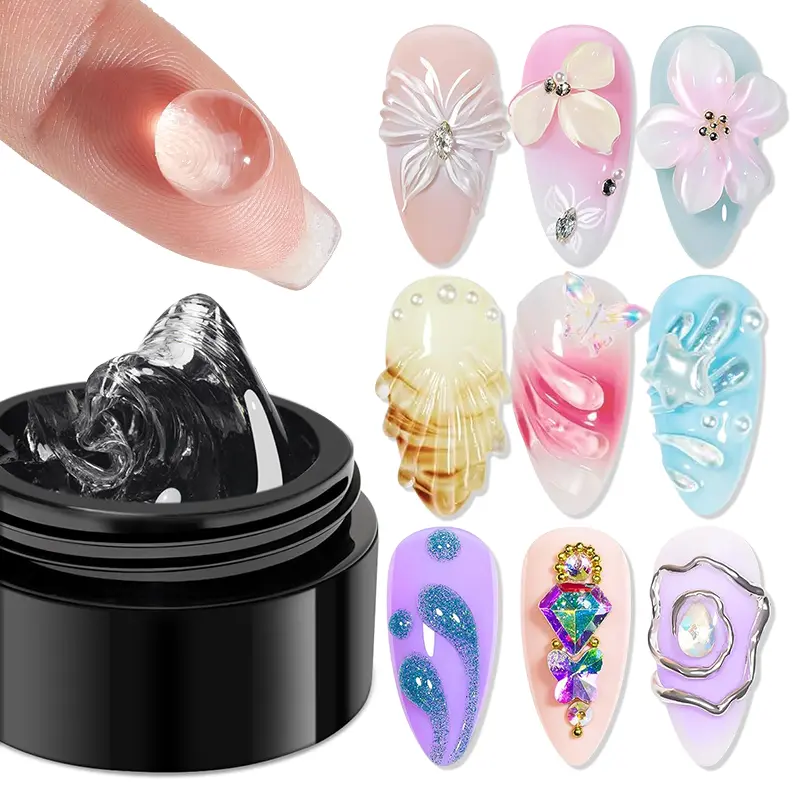 AWStorG Solid Builder Nail Gel Kit - Hard Gel with 3D Stencil Pen Non-Stick Styling Gel for Nail Extension Salon Home Use Polish Smooth Manicure Resin Acrylic Nails Gel Art Nail Polygel Nail polish gel、spring nail、Easter nail、gift for mom, Gelpolishset Cu