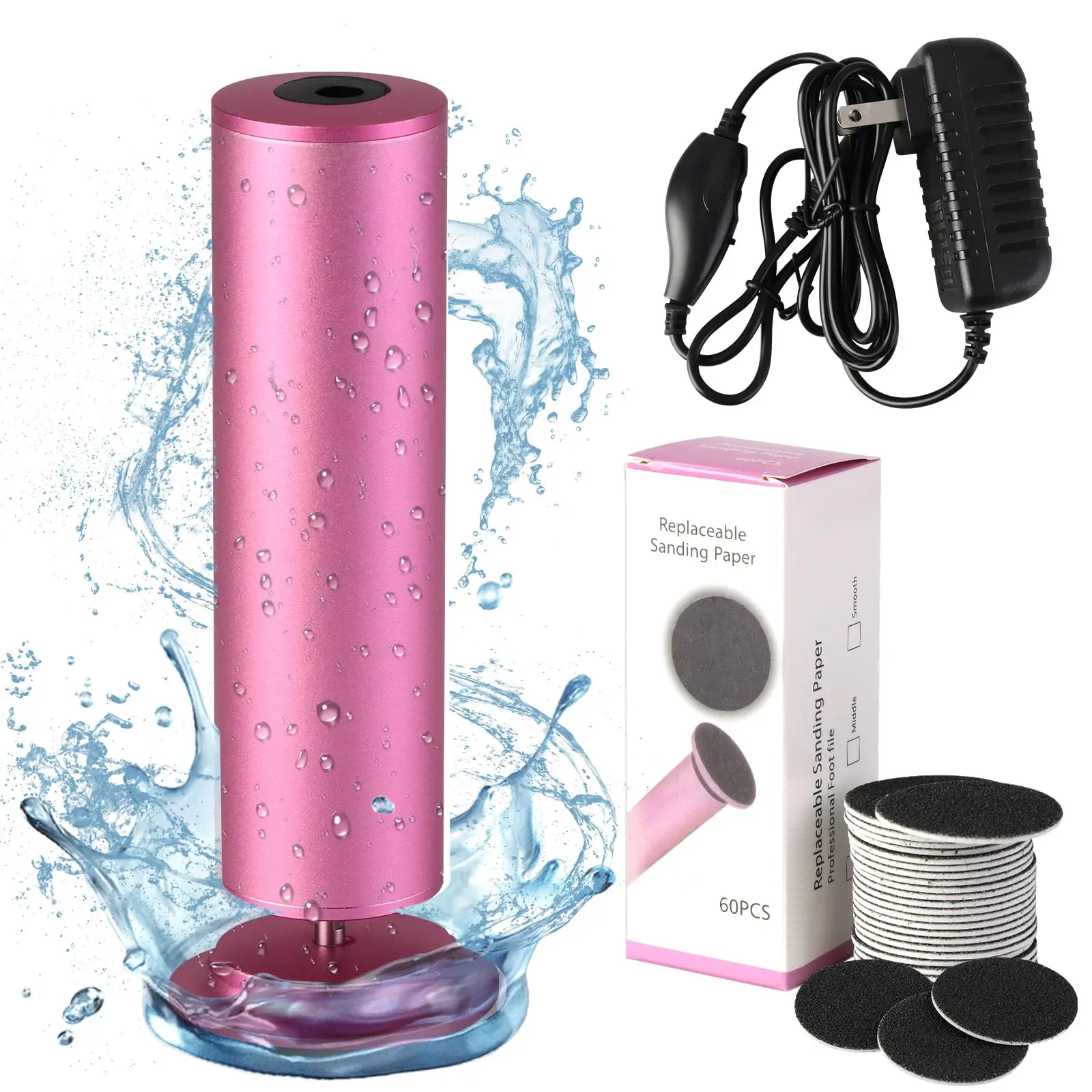 Electric Foot Filer- Foot Grinder, Callus Remover for Feet, Dermave Electric Foot Callus Remover, Electric Callus Remover for Feet, 60pcs Snding Discs Dead Cracked Skin Calluses for Men/Women mother's day gifts