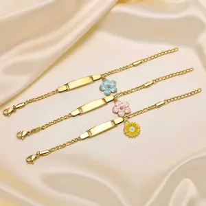 MP Kids Bracelets Personalized Name Customized Initial Letter Pendant Charm Accessories for Baby Children free gift box ,Stainless Steel Hypoallergenic Hand Chain 14K Gold Plated Jewelry Non Tarnish Birthday Gift for kids infant cute trendy