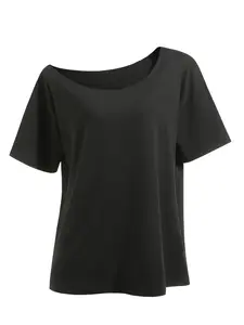Women's Summer Plain Slim Fit Casual Loose Shoulderless T-Shirt Top, Short Sleeve, Comfortable and Versatile, Perfect for Daily Wear