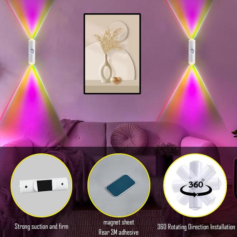 【Buy 1 Get 1 Free】Rechargeable Smart LED Motion Sensor Ambient Light, Punch-Free Color Changing Motion Sensor Light Indoor, Wireless Auto-On Wall Sconce with 7 Colors & Magnetic Mount for Hallway
