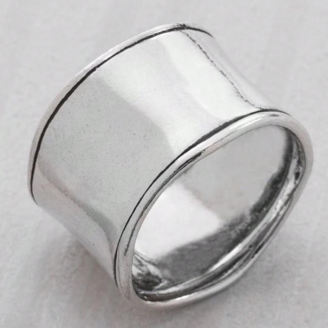 Boho Chunky Silver Tone Ring for Women – Vintage Statement Band, Bold Minimalist Jewelry