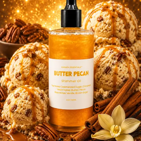 Butter Pecan Moisturizing Body Oil Caramelized Sugar Cinnamon Butter Pecan Brown Sugar Vanilla by Karafa Essentials