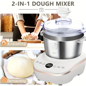 Electric Dough Maker With Ferment Function, White 5L(5.2QT) Dough Mixer Machine With 304 Stainless Steel Bowl, Microcomputer Timing, Kitchen Stand Mixers, Household Flour Kneading Machine For Pizza Bread