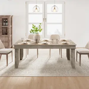 Grey Farmhouse Dining Table for 6-8 People,71 in Long Kitchen Tables with Wooden Sturdy Frame,6 ft Large Rectangular Dinner Table for Dining Room,Kitchen,Non-extendable