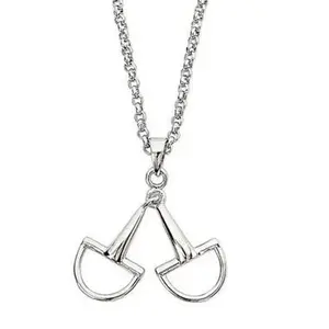 Snaffle Horse Bit Pendant Necklace with Chain and Simple Design