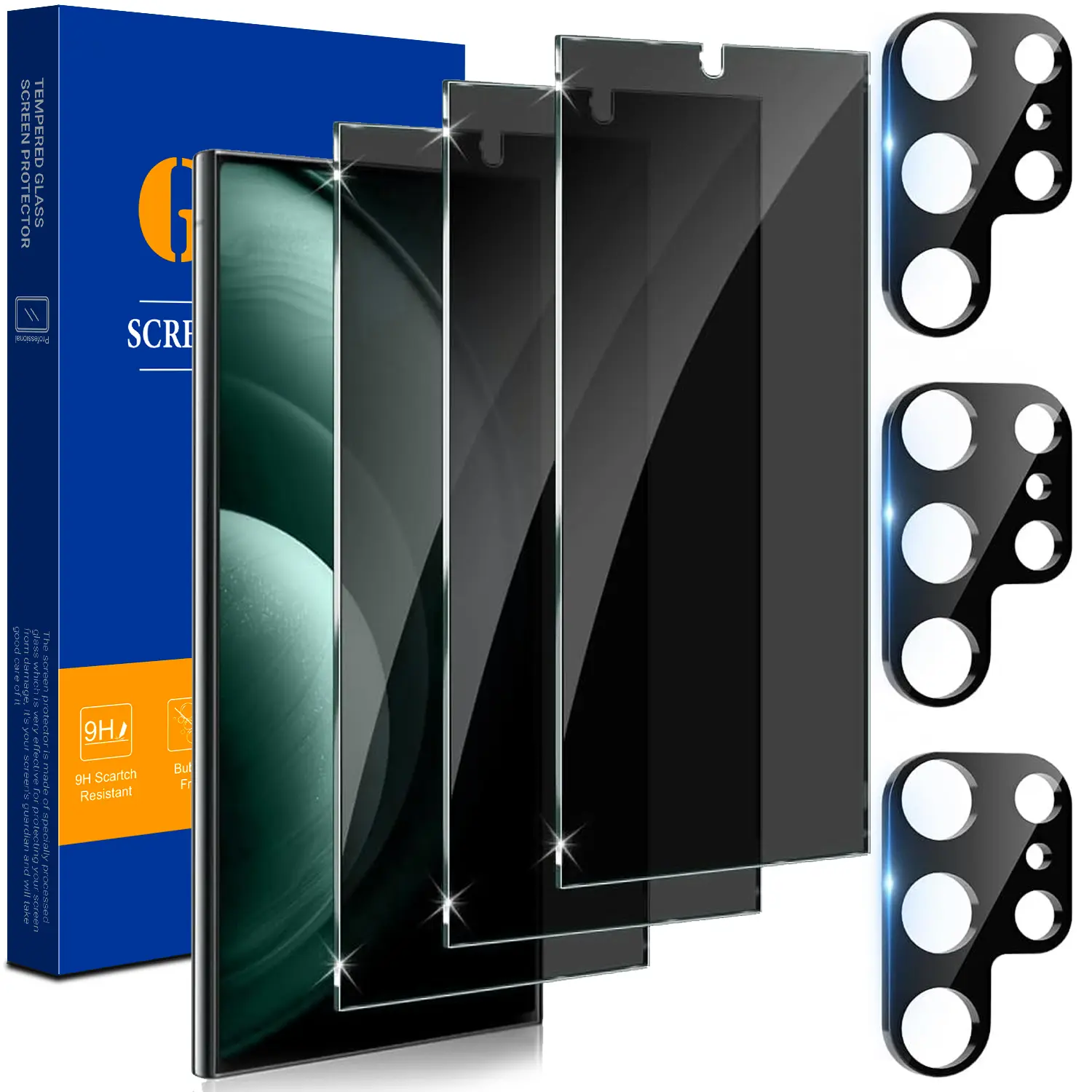 [6 Pcs Set] for Samsung Galaxy S26 Ultra S26 Plus S25 Ultra S25 Plus S24 Ultra S24 Plus Privacy Screen Protector + Camera Lens Protector, Anti-Spy Tempered Glass, Fingerprint Unlock Support