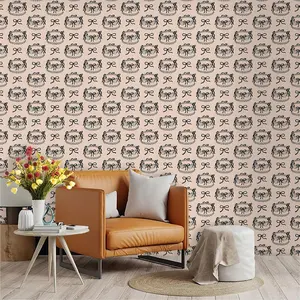 Vintage Cake Bow Tie Wallpaper, PVC Self-Adhesive, Patchwork Design, Ideal for Kitchen, Living Room, Bedroom, Wall Decor, Easy Peel & Stick
