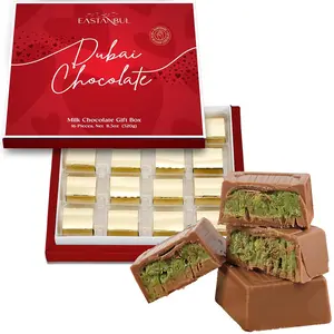 Organic Premium Milk Dubai Pistachio Chocolate Bar, 11.3oz, 16 Phyllo Dough Shredded Bites with Knafeh, 6-Month Shelf Life, Viral Candy, Valentine’s Day Gift