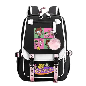 The Fairly OddParents Trendy Youth Backpack for Boys & Girls, Large Capacity Anime Aesthetic Laptop Backpack for Teens, Breathable Adjustable Straps, Aesthetic Must-Have Gift | 11.4''×18.1''